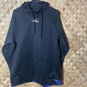 Nike Dri-Fit Lacrosse XL Black Blue Pullover Hoodie Sweatshirt Hood Pullover